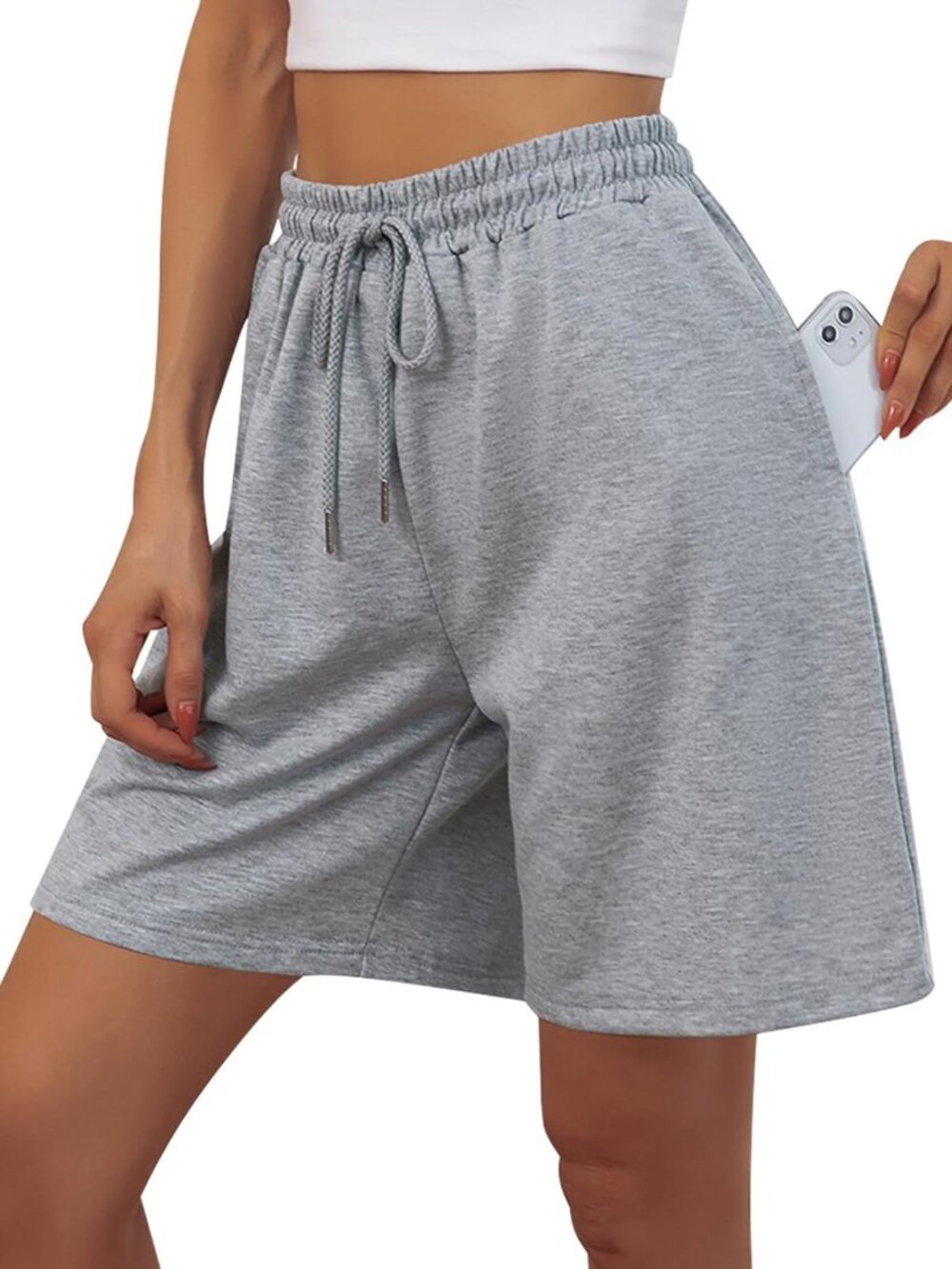Athletic Women's Bermuda Sweat Shorts - Casual Loose Fit, Plus Size Available